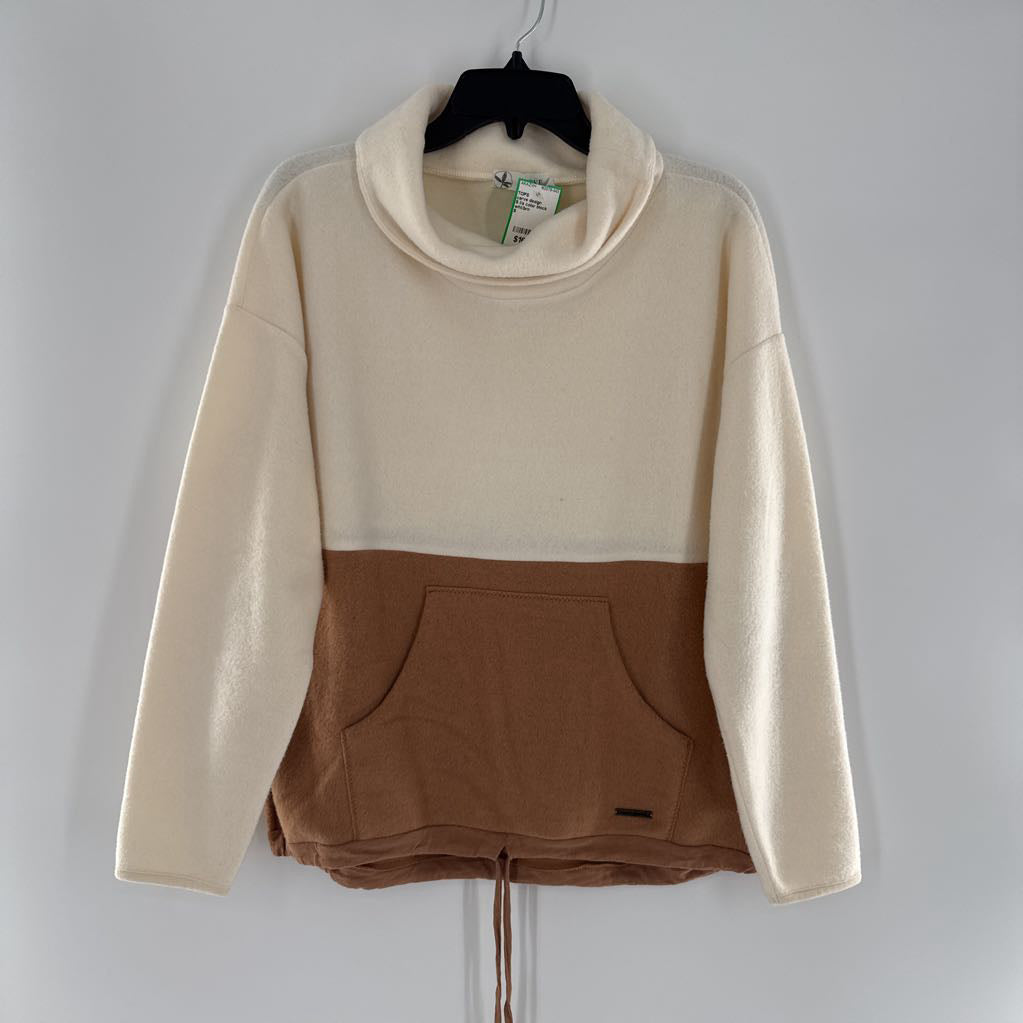 S l/s color block cowl neck top