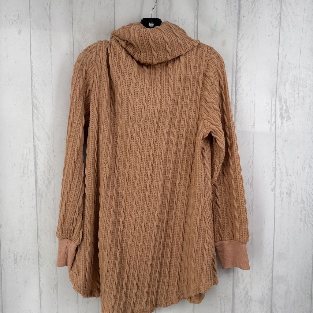 L cable knit cowl neck l/s top