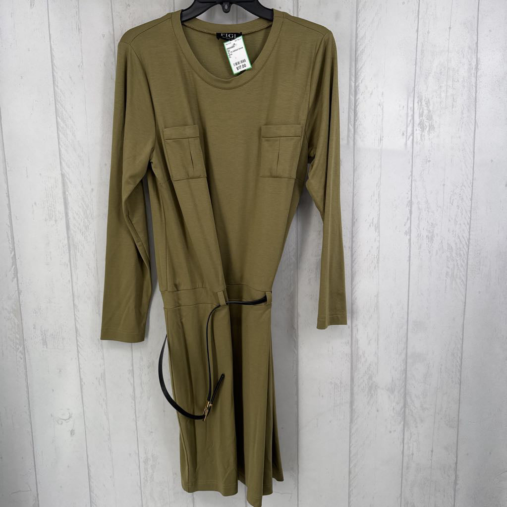 XL l/s belted dress