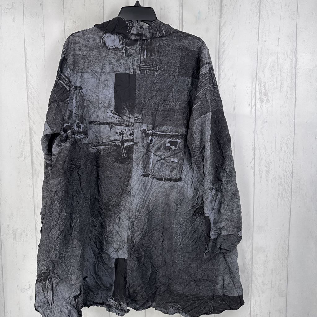 1X textured button downl/s tunic