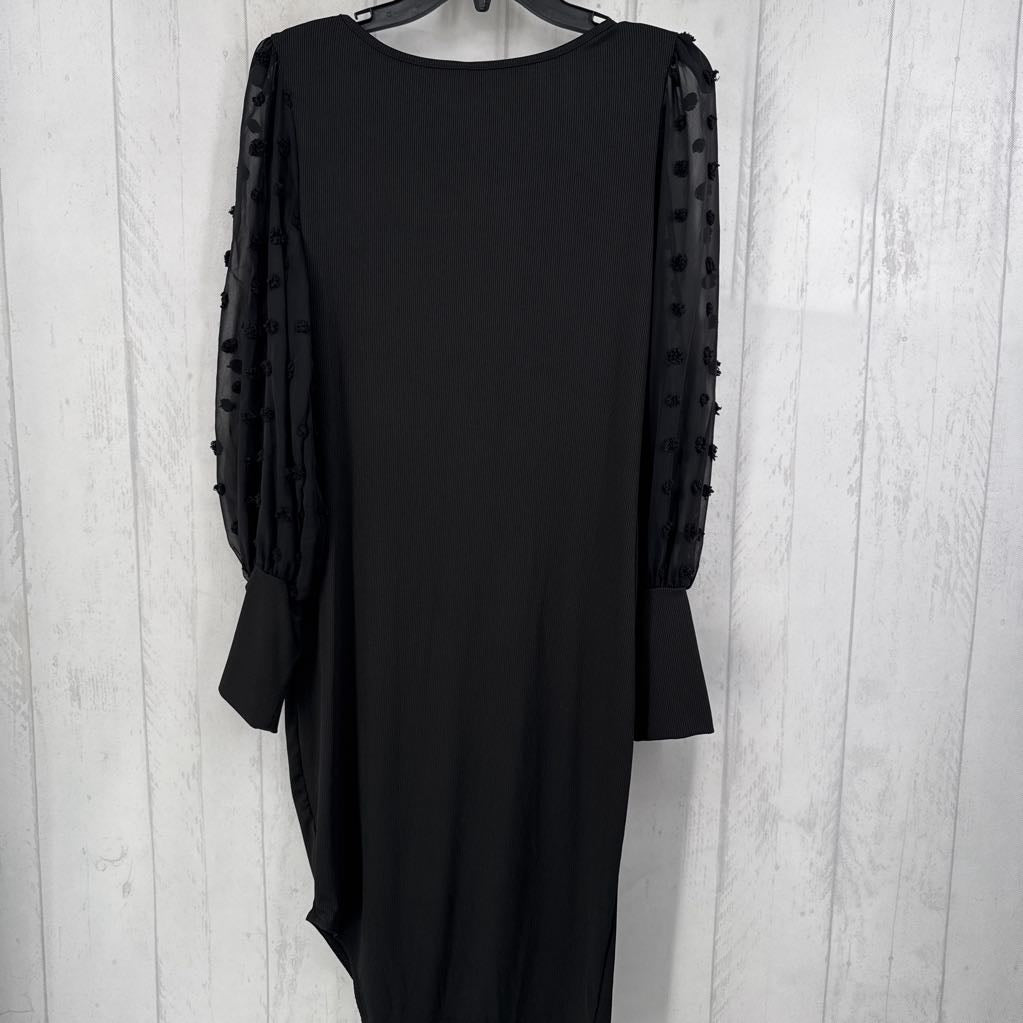 L ribbed sheer slv dress