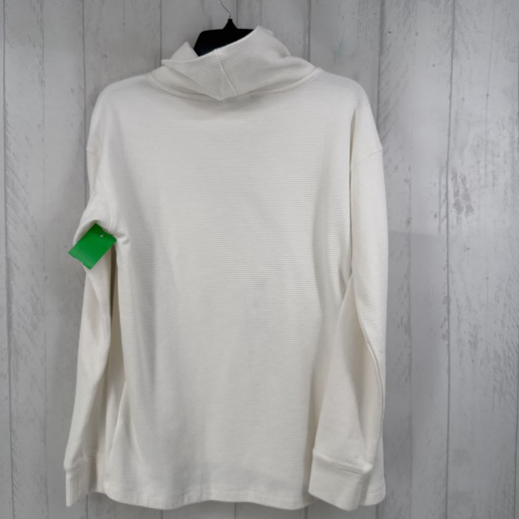 M waffle knit cwl neck l/s top