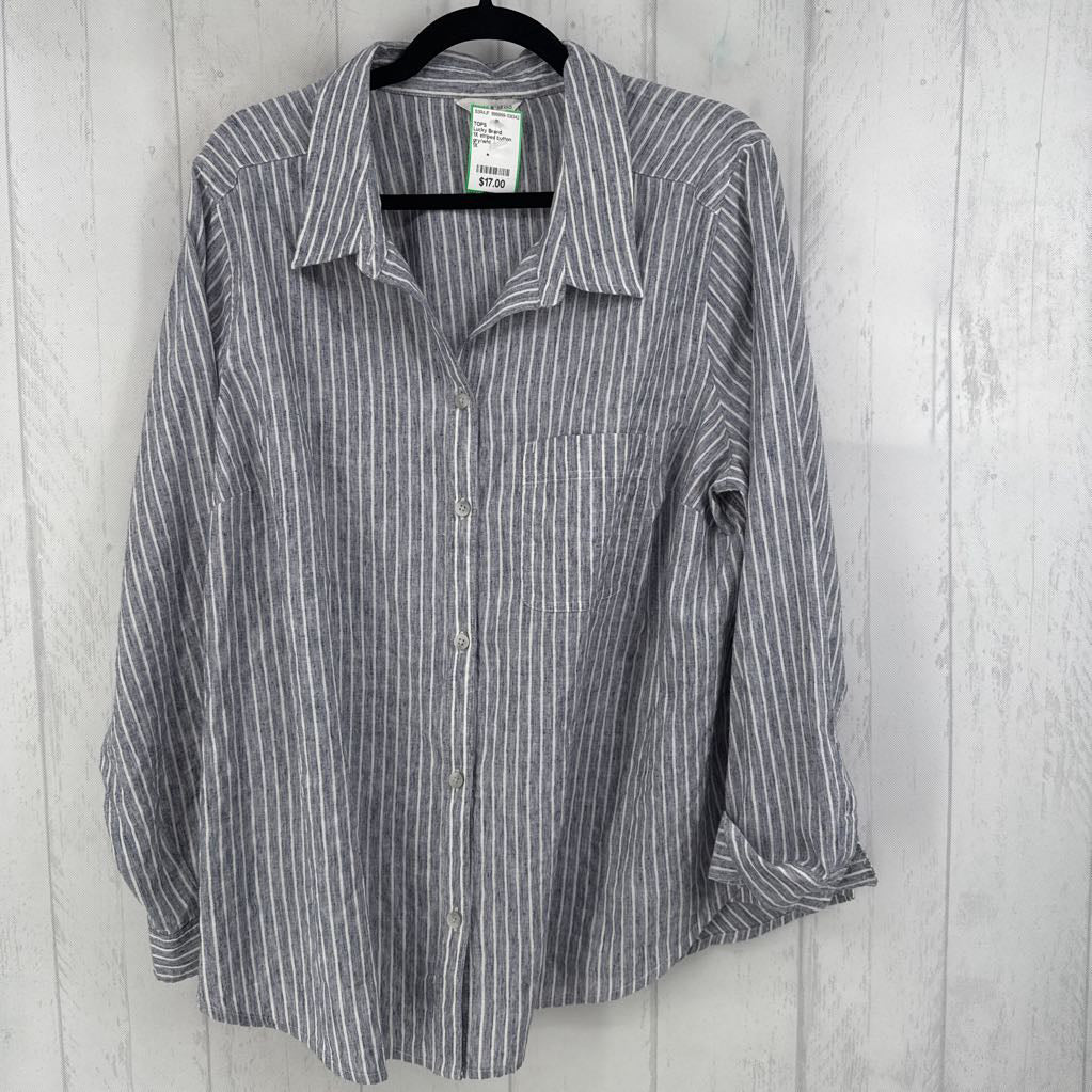 1X striped button down l/s top