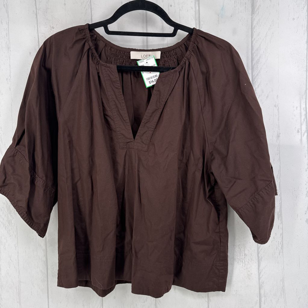 M v-neck elbow slv top