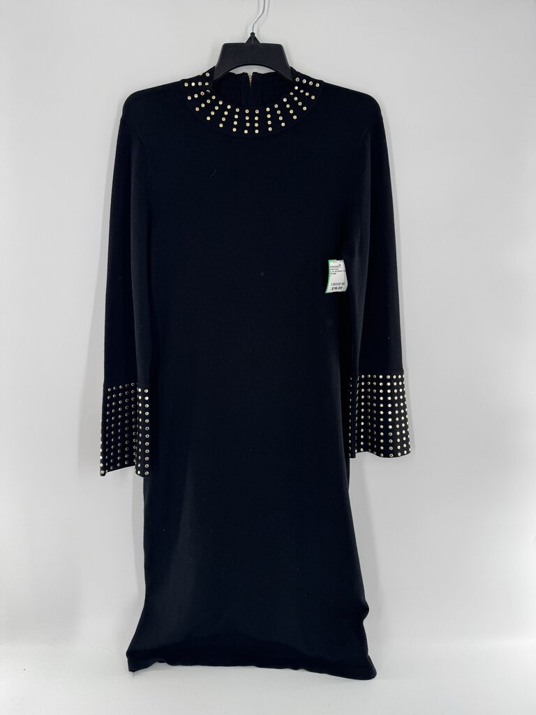 L l/s studded mock neck dress