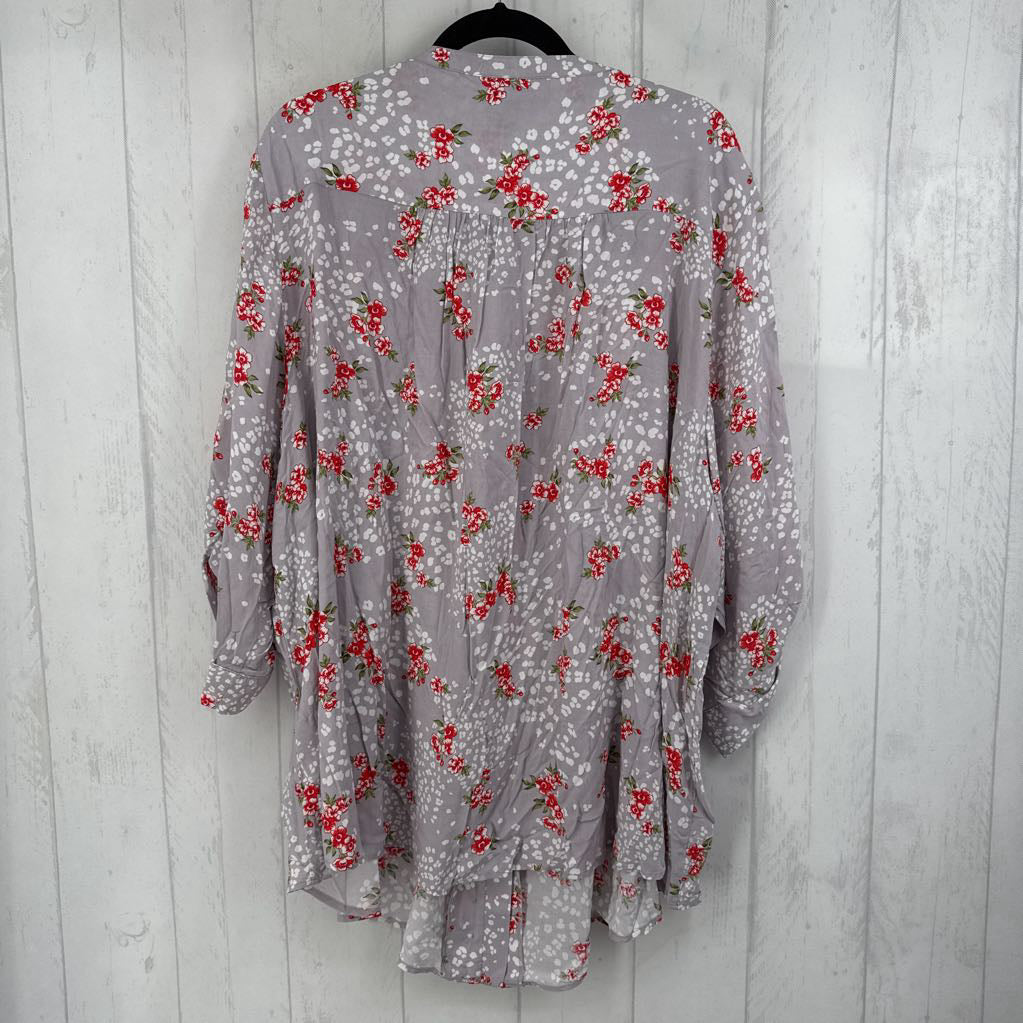 R45 5 3/4 slv aniaml print/flower top