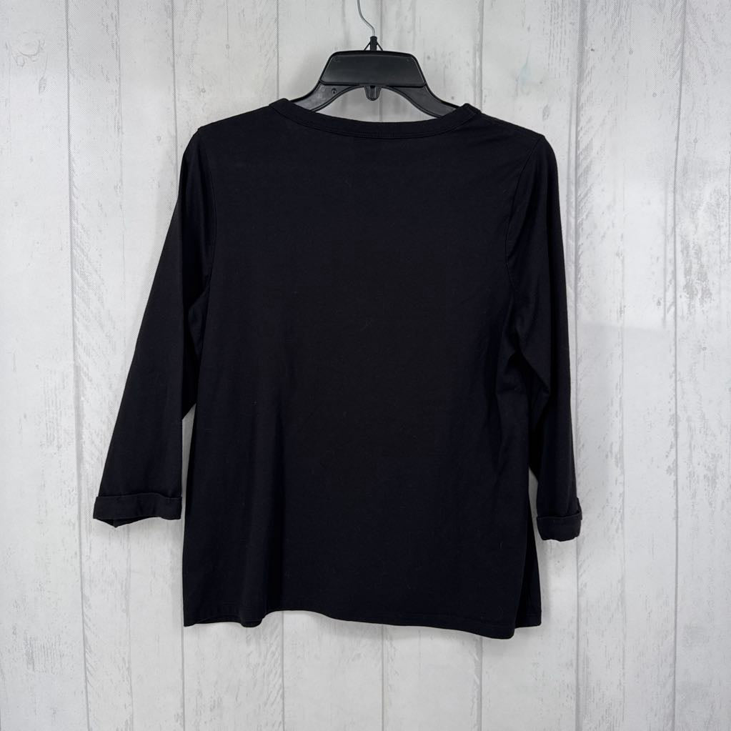 M 3/4 slv embellished love top