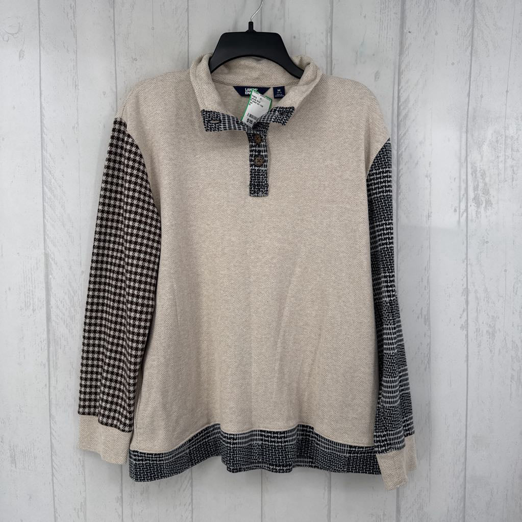 M plaid slv top
