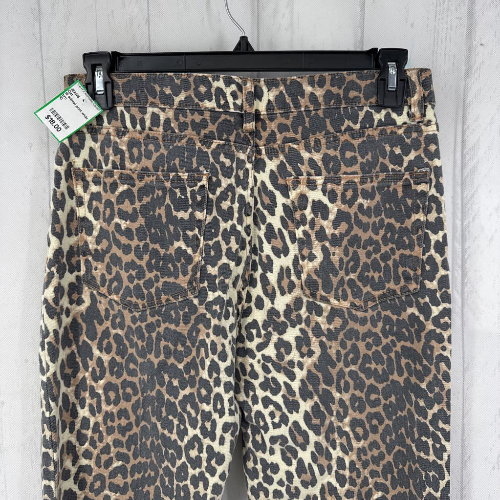 10 animal print wide leg jeans
