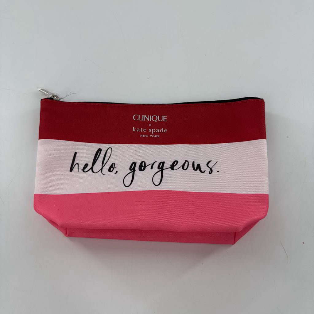 striped hello gorgeous makeup pouch