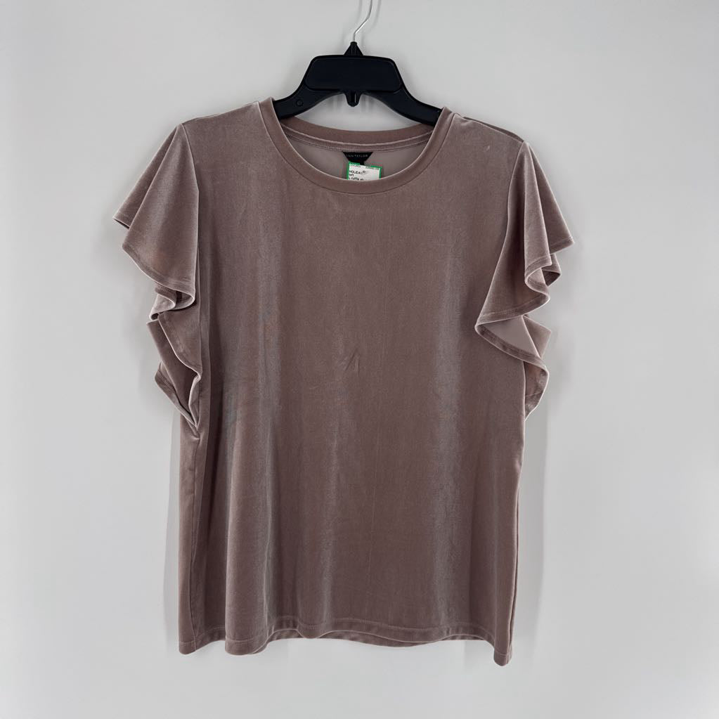 L ruffls slv velvet top