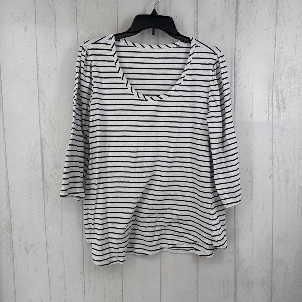 10/12 scoop neck striped 3/4 slv tee