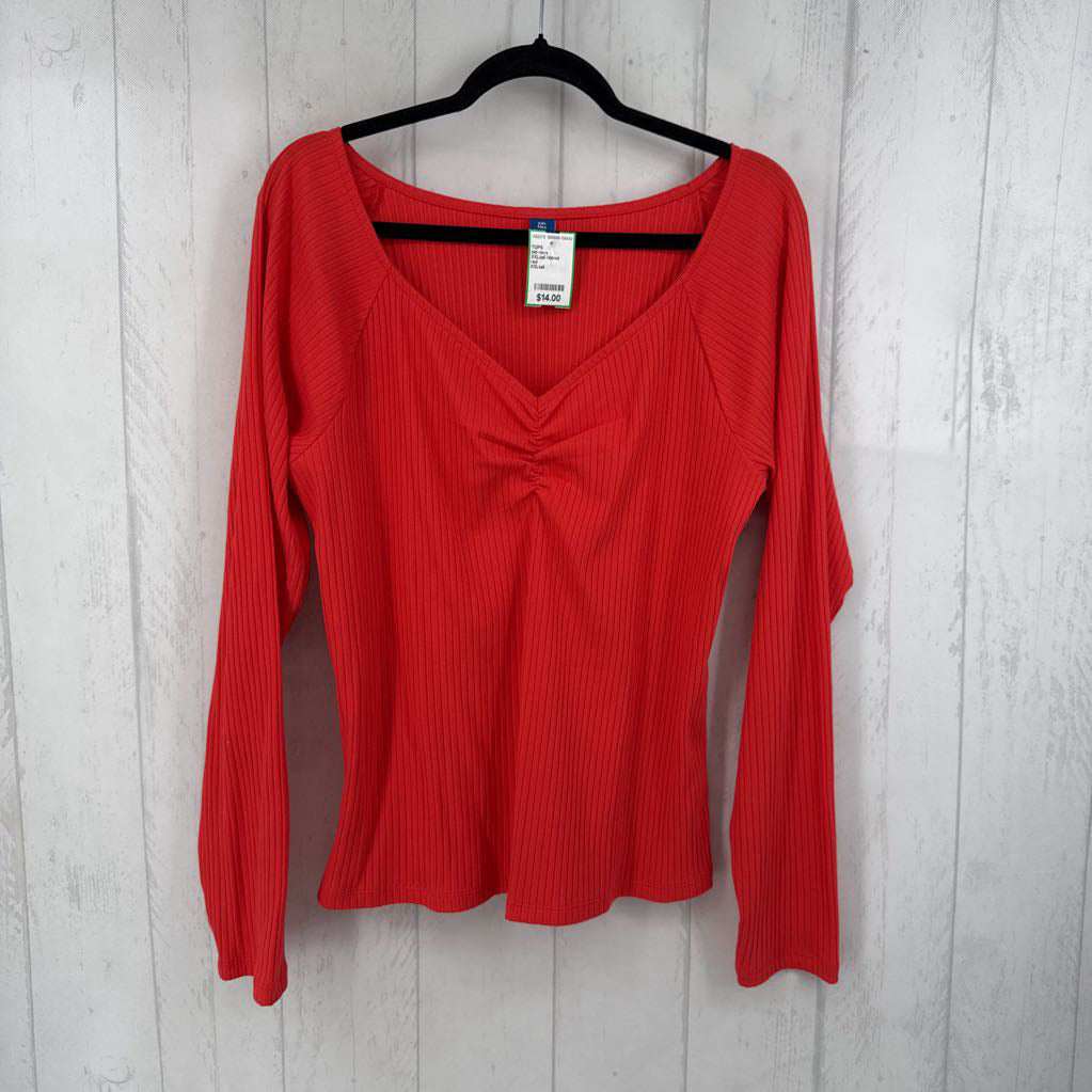 XXLtall ribbed scoop neck l/s top