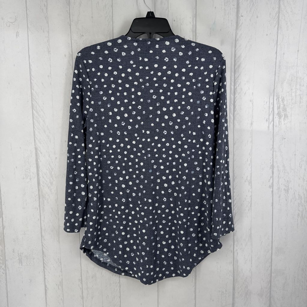 M polka dot button front l/s top