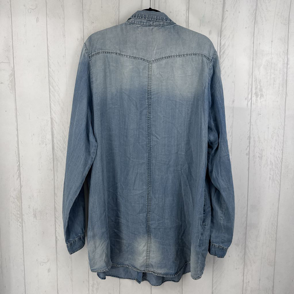3XL button down denim l/s top