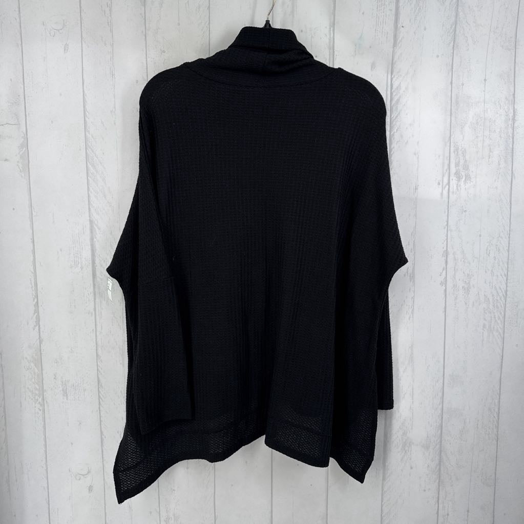 L waffle knit cowl neck l/s top
