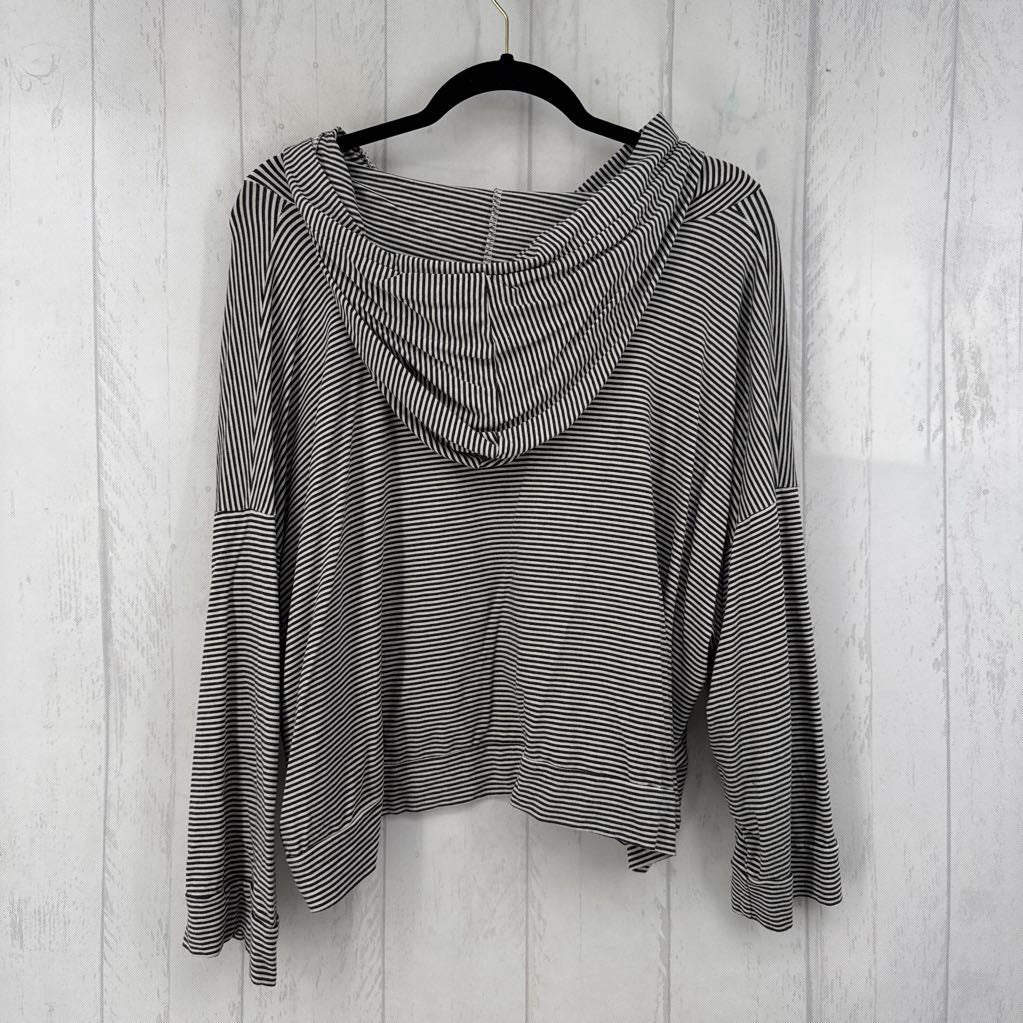 M l/s stripe top w/ hood