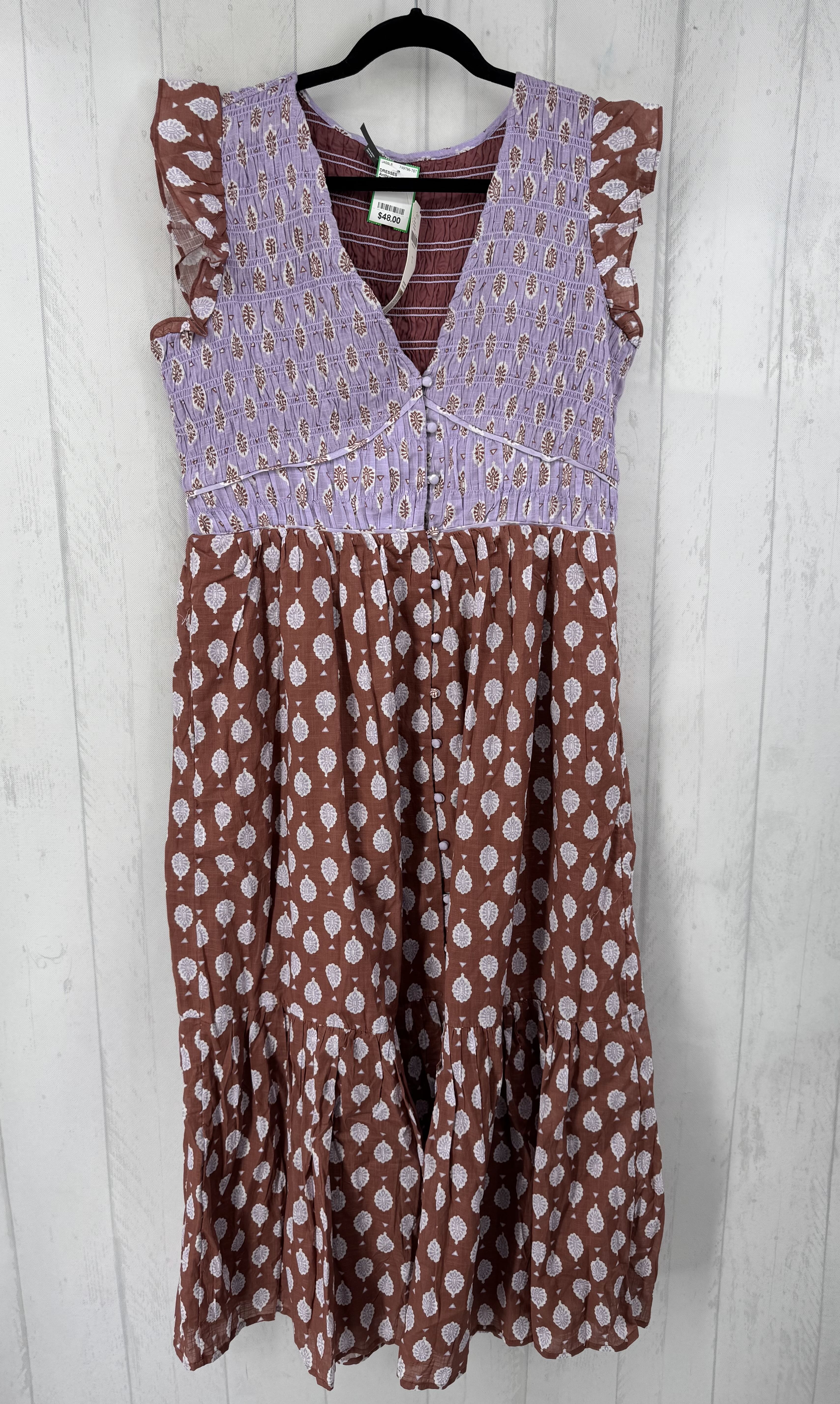 R160 L printed smocked top maxi dress