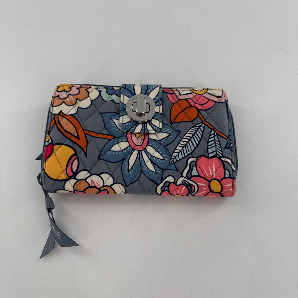 quilted flo print zip around wallet