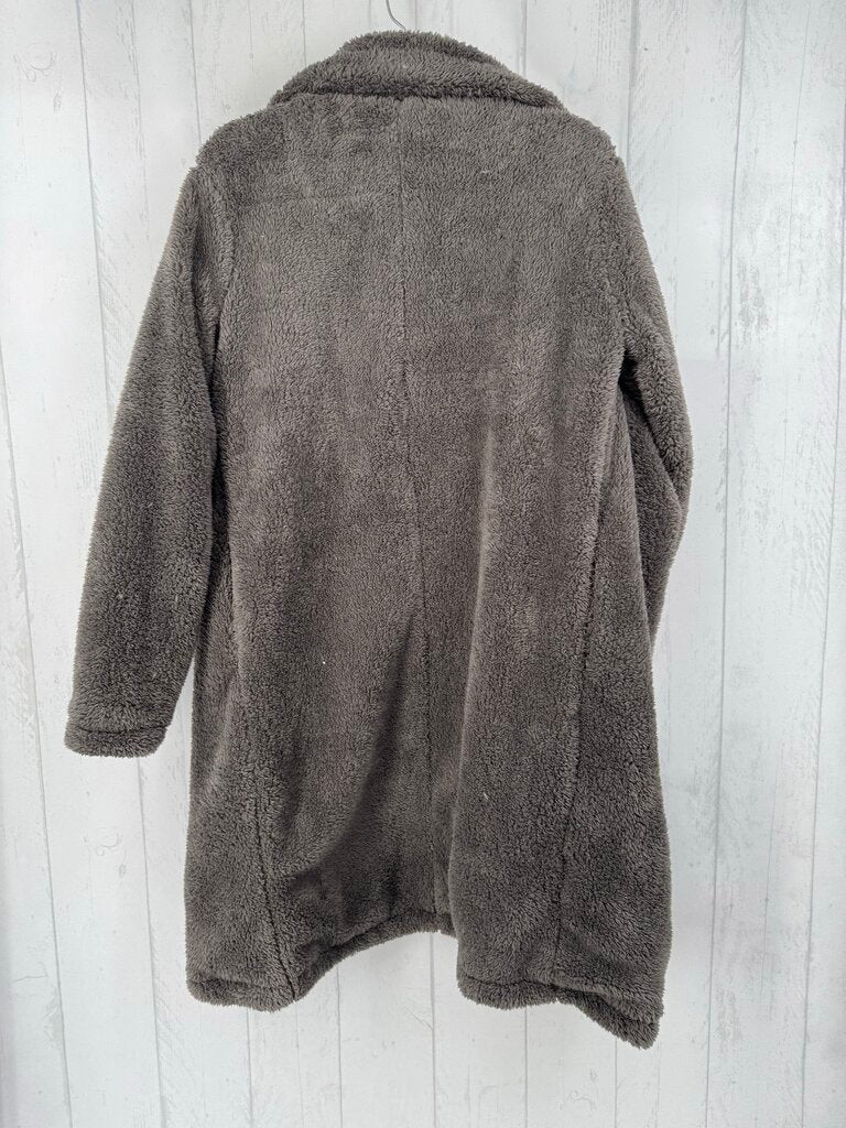 S l/s fuzzy fleece open coat