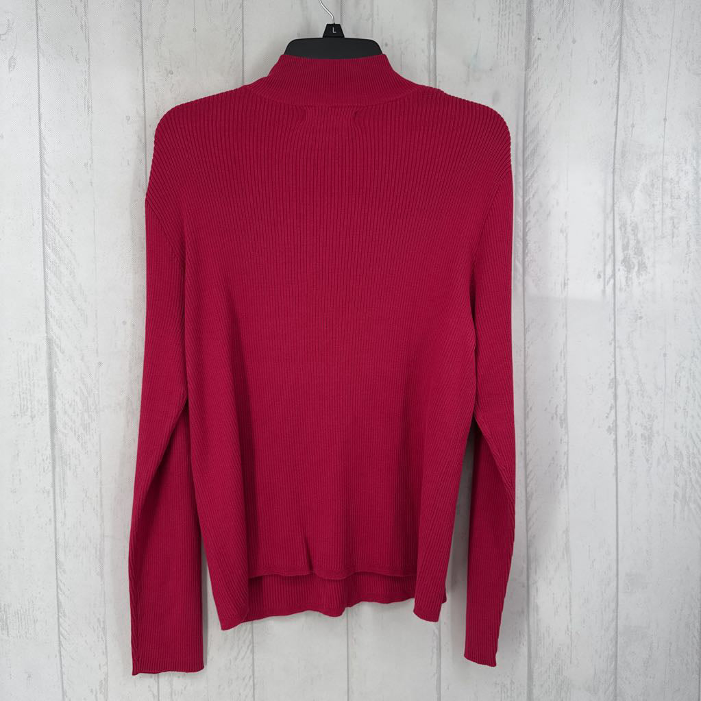 XL ribbed mock-neck l/s top