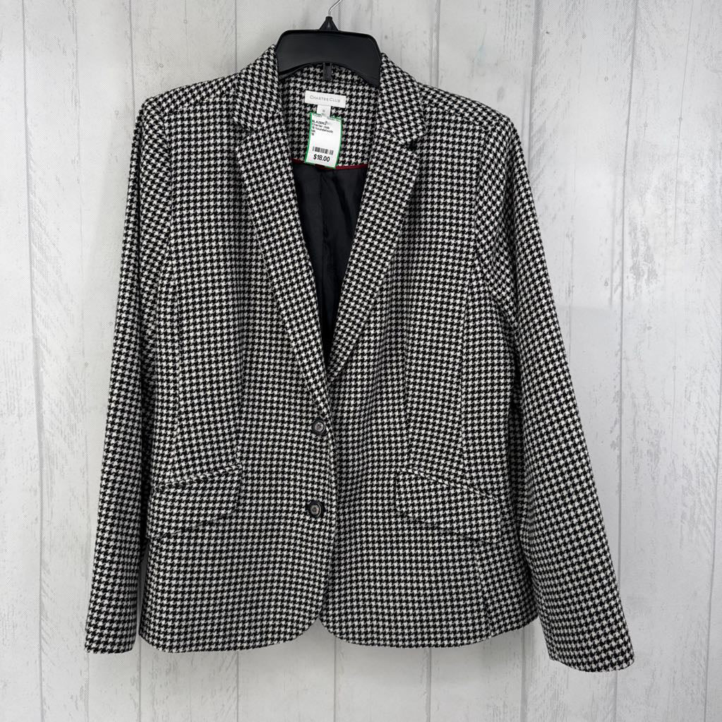 16 houndstooth button blazer