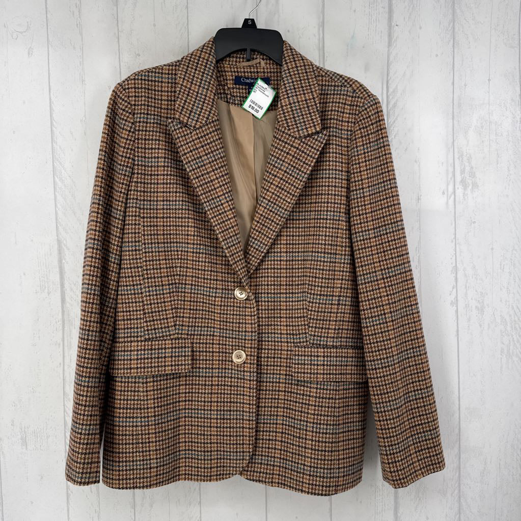16T houndstooth button blazer
