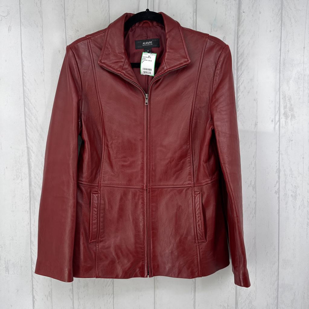 M leather zip-up jacket