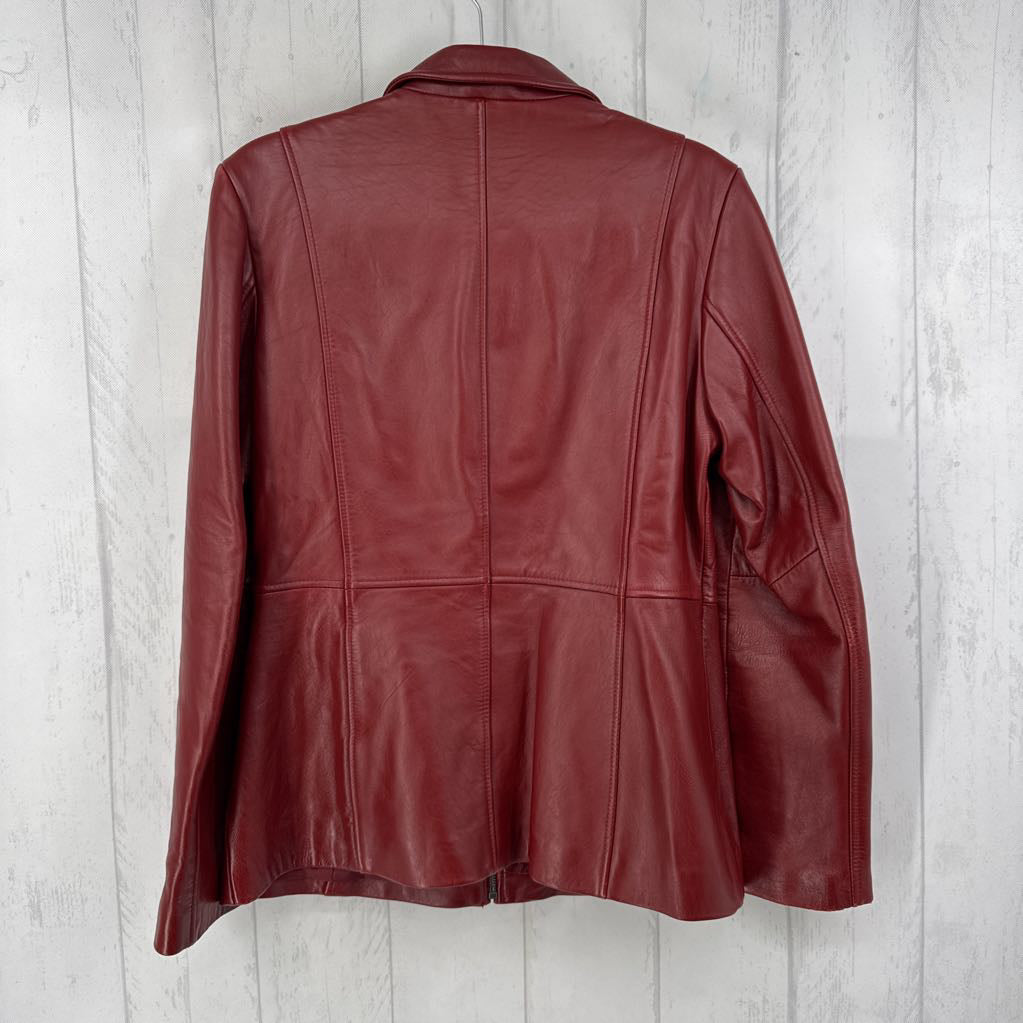 M leather zip-up jacket