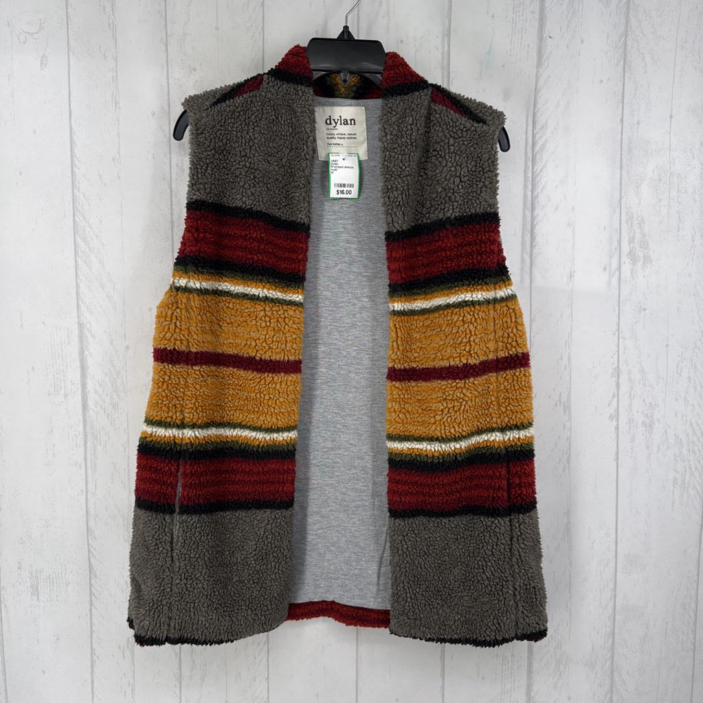 M striped sherpa vest
