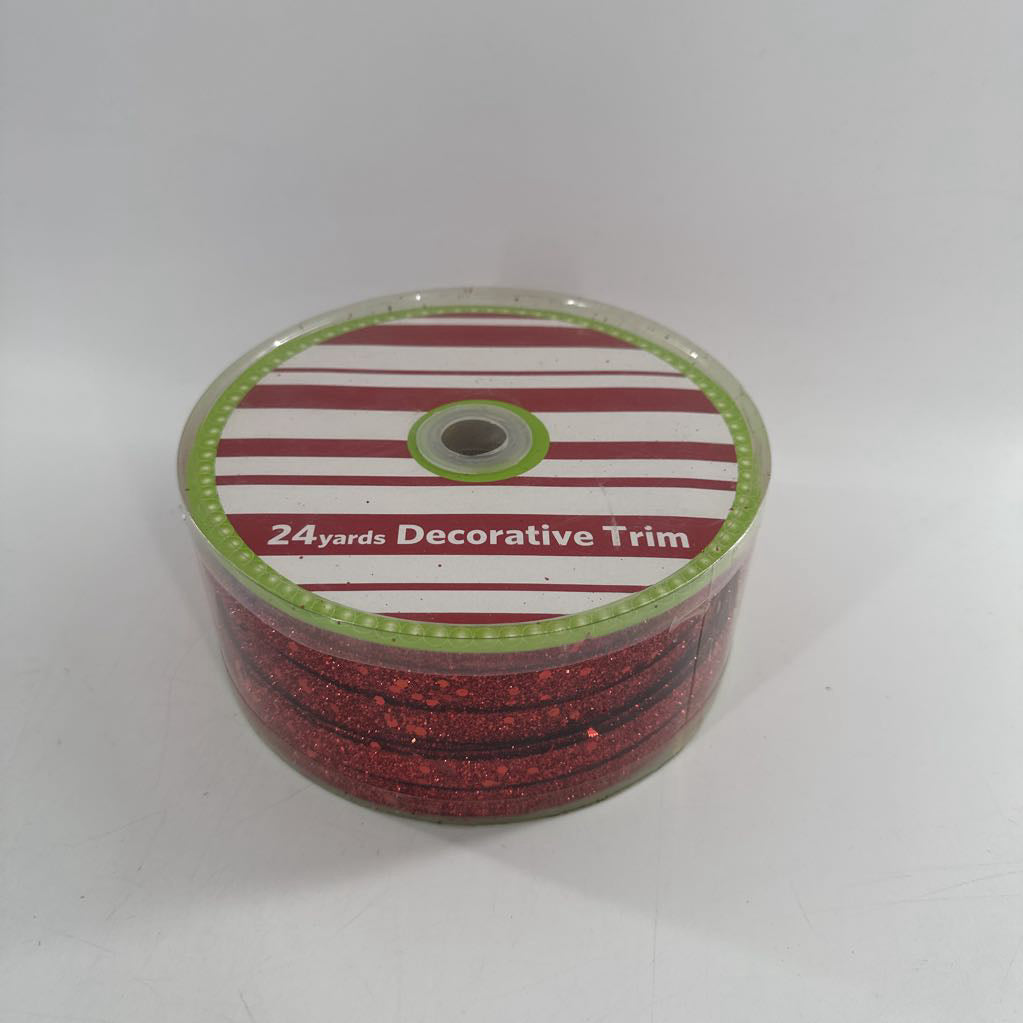 24 yards decorative trim-red glitter