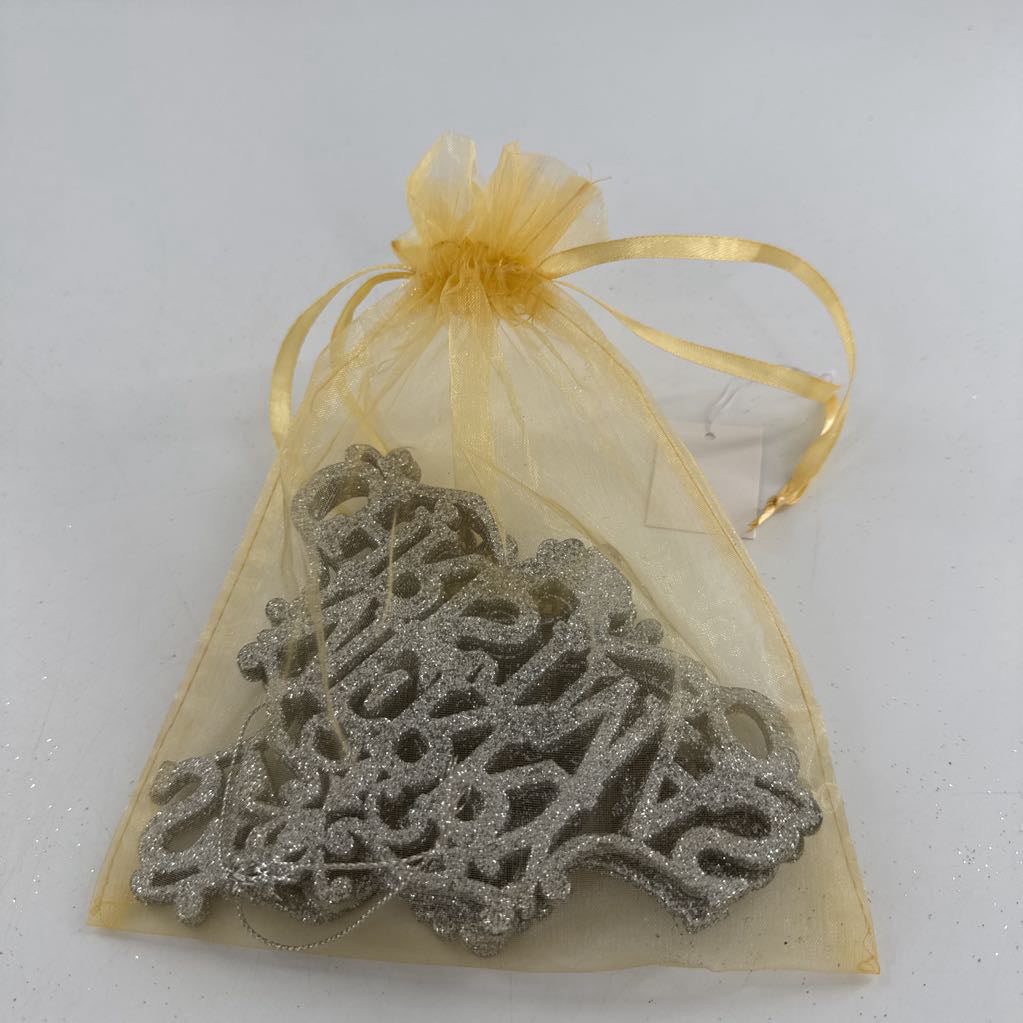 set of 3 glitter merry christmas ornaments