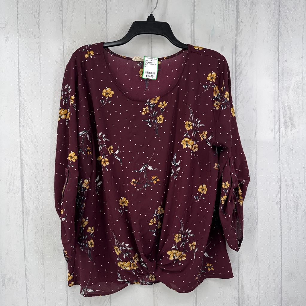 XL flo print tab slv top