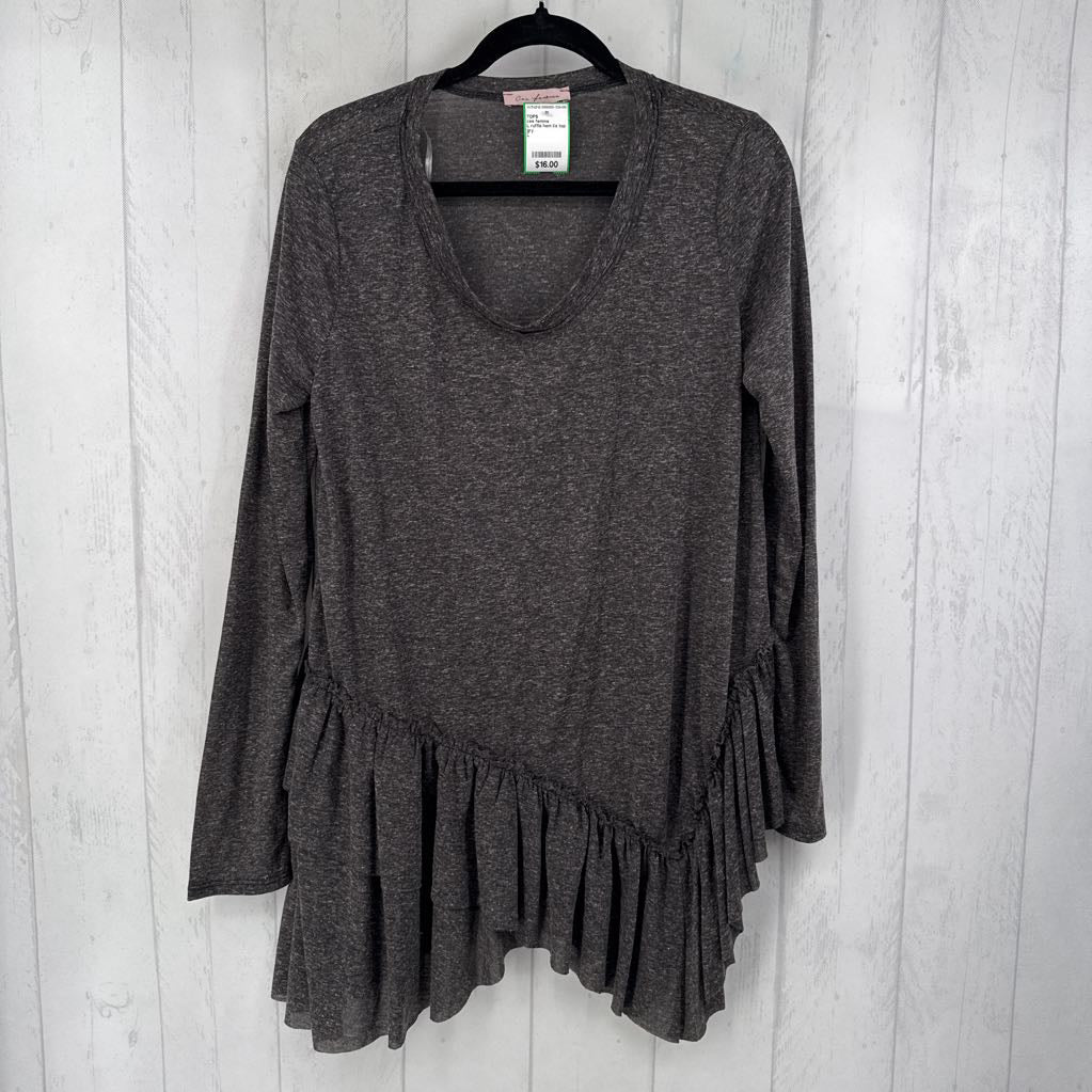L ruffle hem l/s top