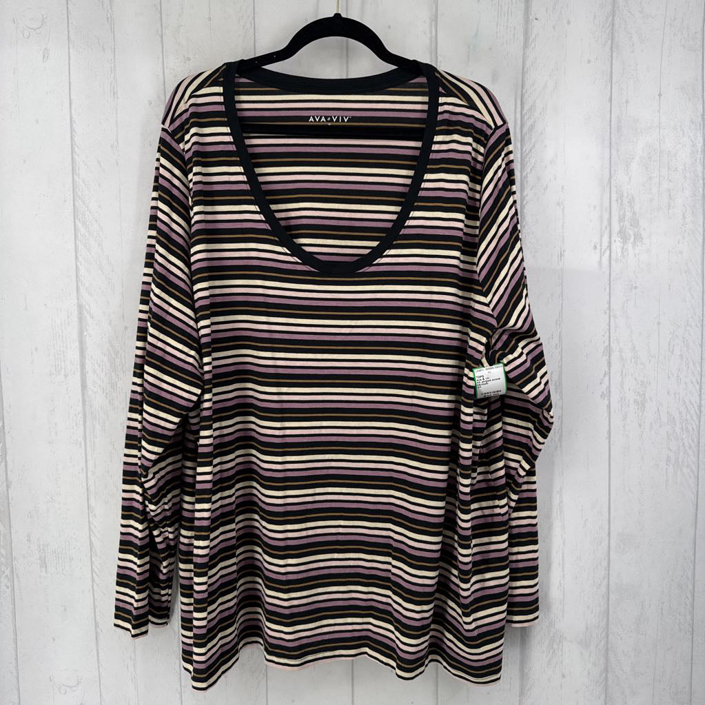 4X striped scoop neck l/s tee