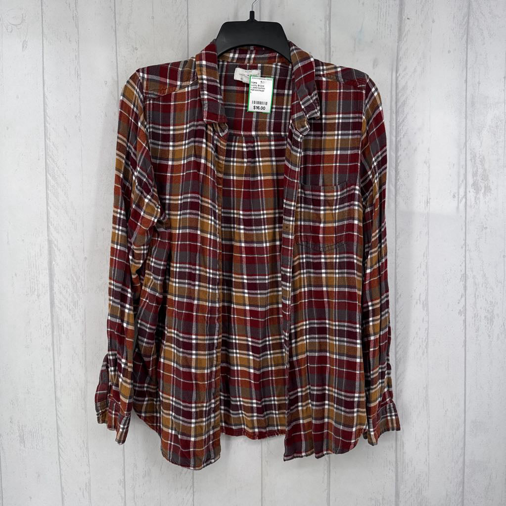 L plaid button down l/s top