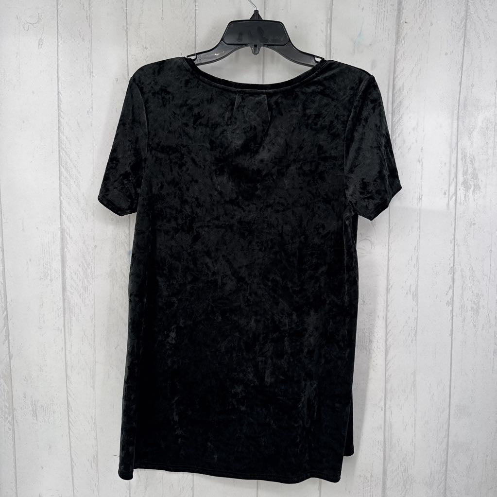 M v-neck velvet s/s top