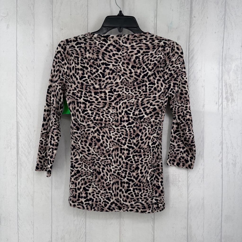 S animal print v-neck 3/4 slv tee