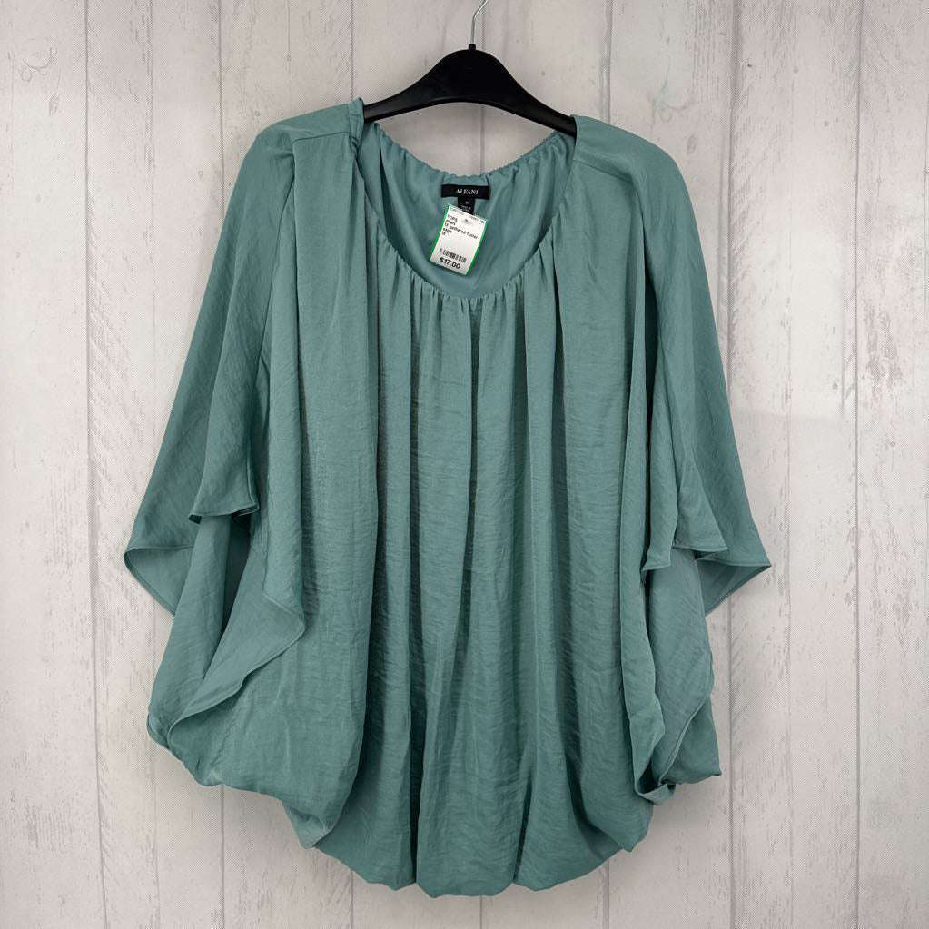 1X gathered flutter slv top