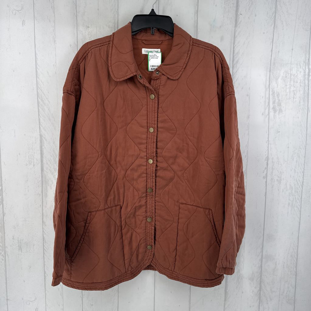 XL quilted snap closure coat