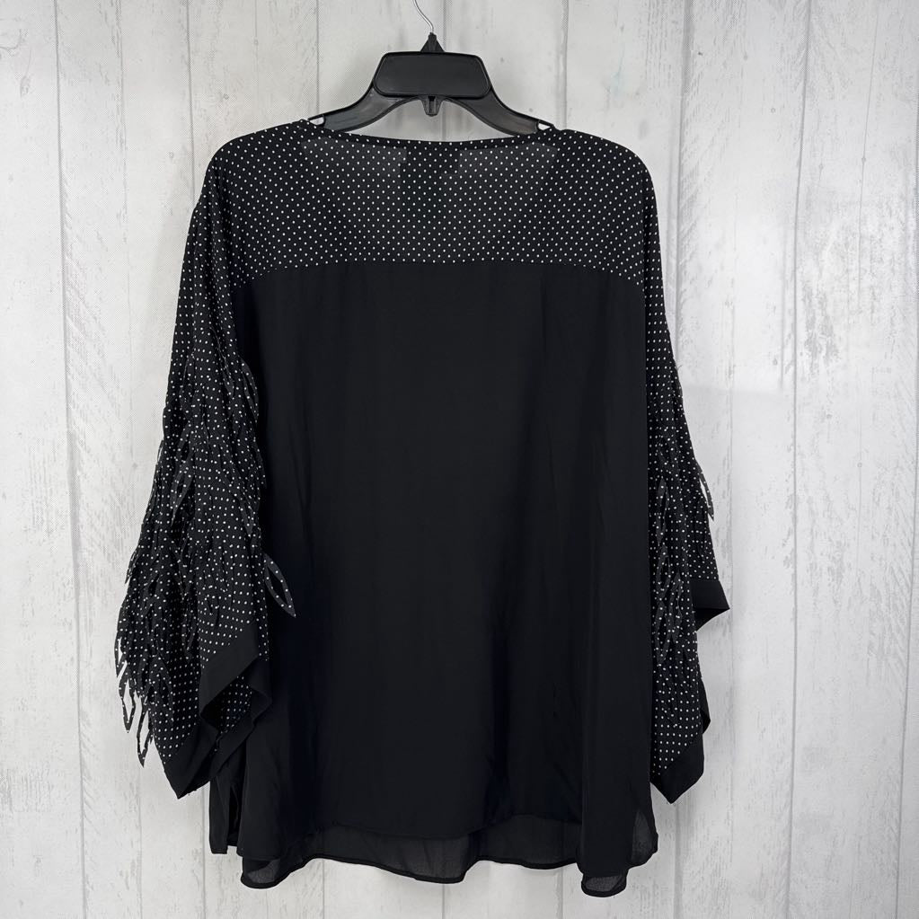 XL fringe s/s polka dot top