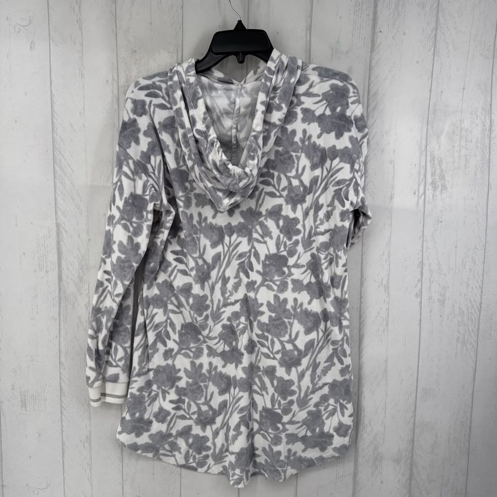 S l/s flower print top w/ hood