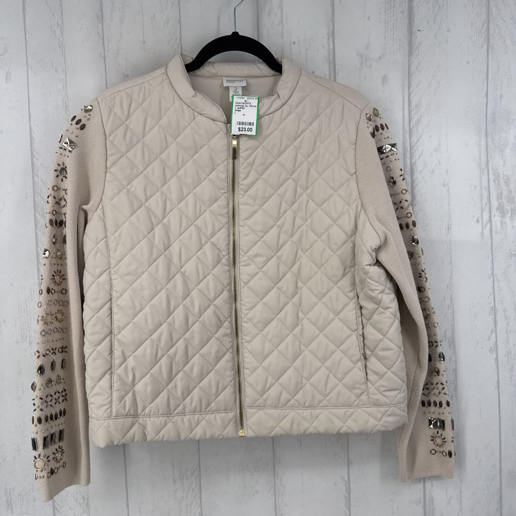 L quilted embelished slv jacket