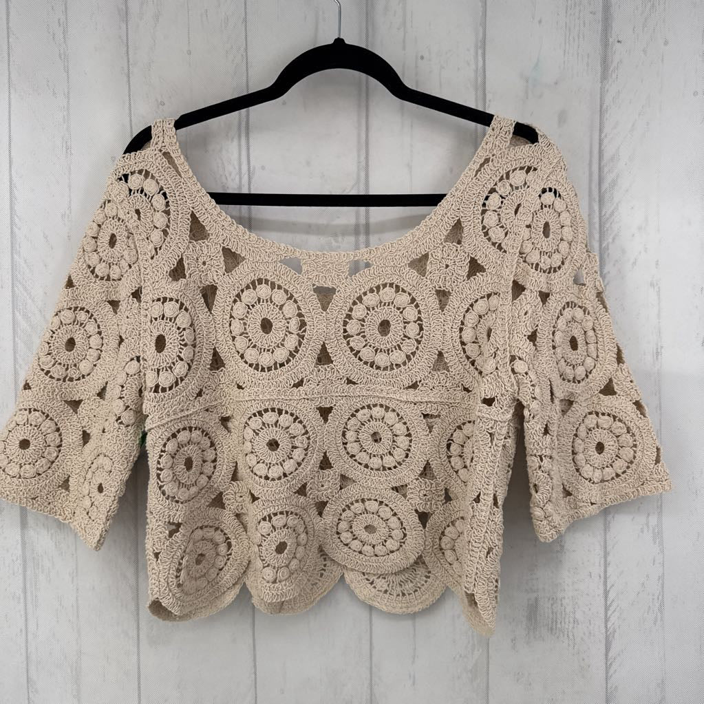 M crochet elbow slv top