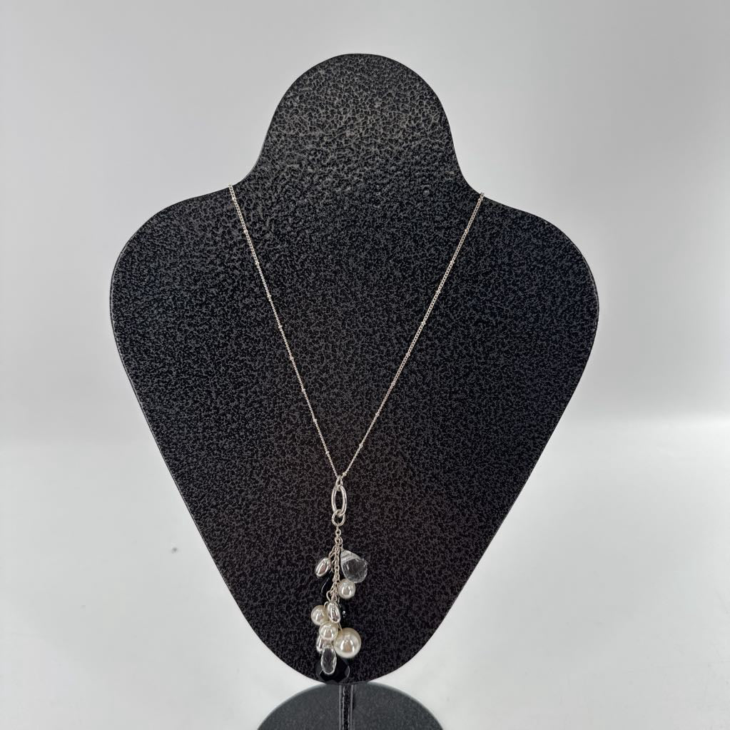 12" silv pearl cluster pendant necklace