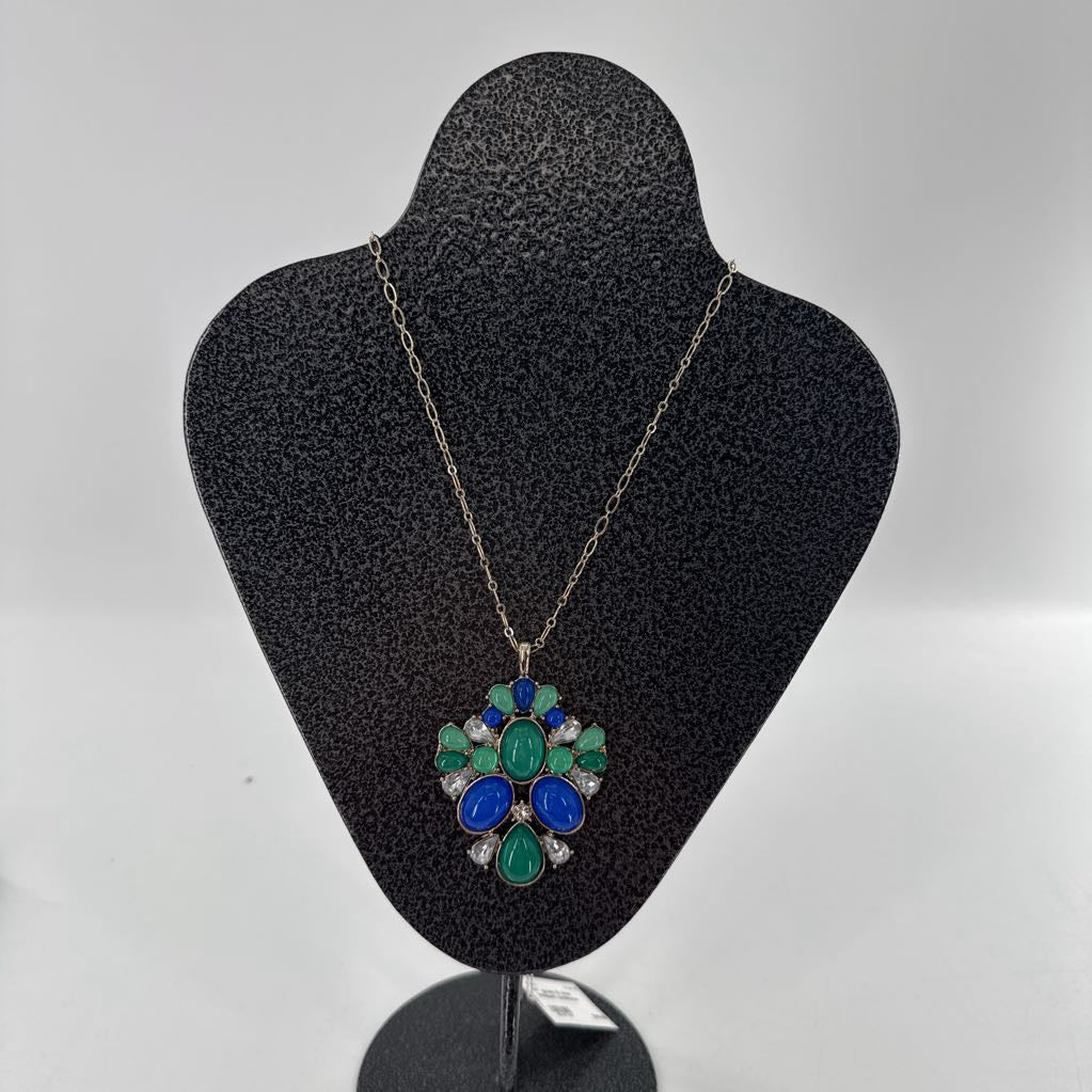 21" green & blue pendant necklace