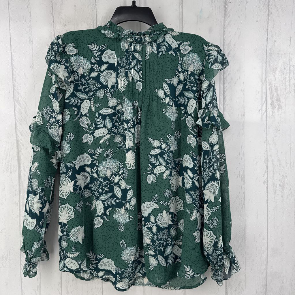 R70 16 flo print tie front l/s top