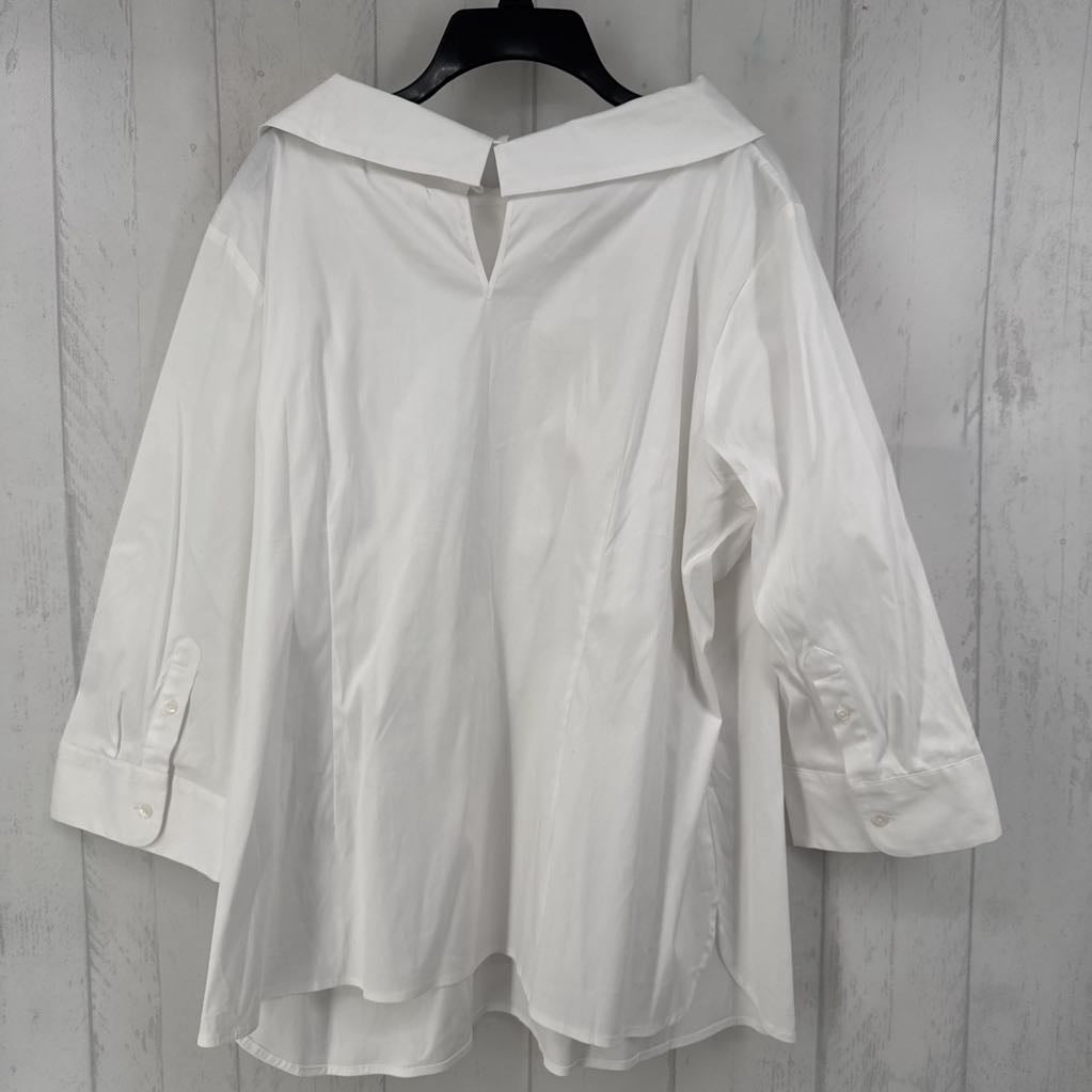 R89 2X stretch poplin 3/4 slv top