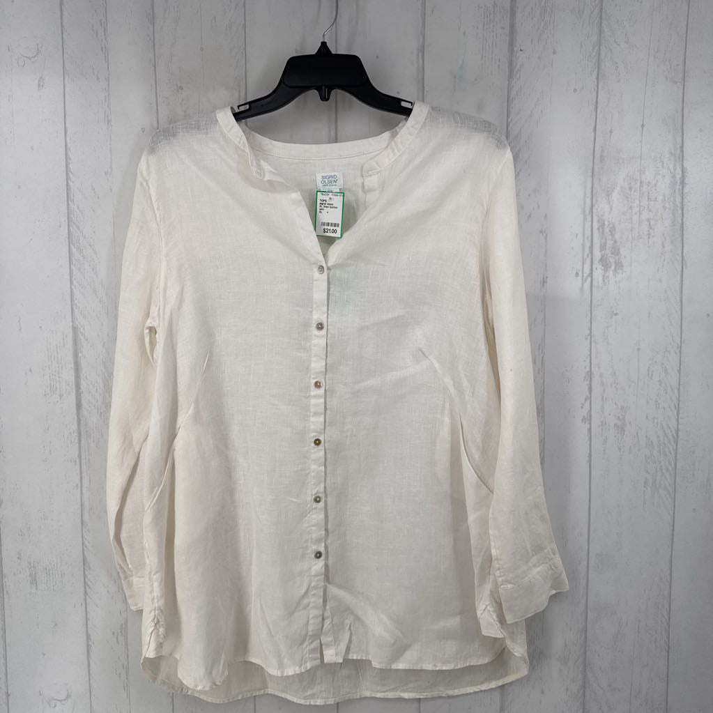 XL linen button down l/s top