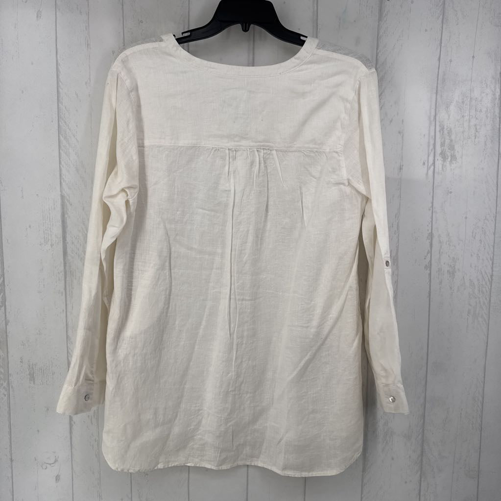XL linen button down l/s top
